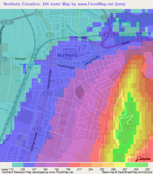 Northeim,Germany Elevation Map