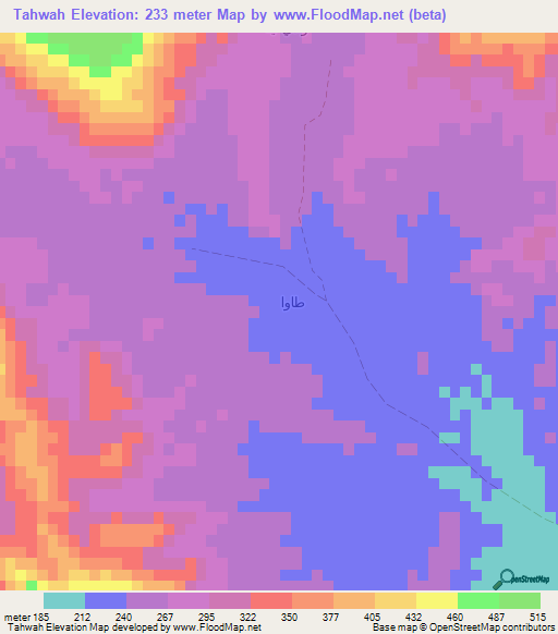 Tahwah,Oman Elevation Map