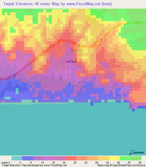 Taqah,Oman Elevation Map