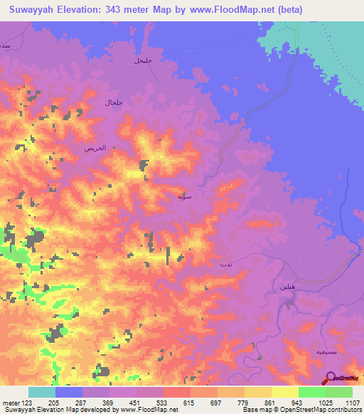 Suwayyah,Oman Elevation Map