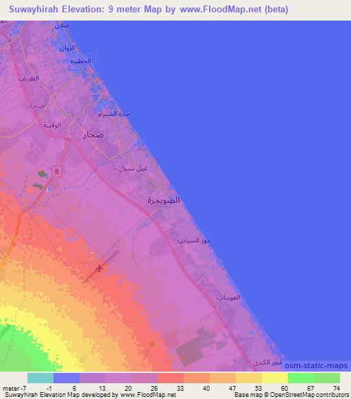 Suwayhirah,Oman Elevation Map