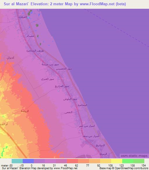 Sur al Mazari`,Oman Elevation Map