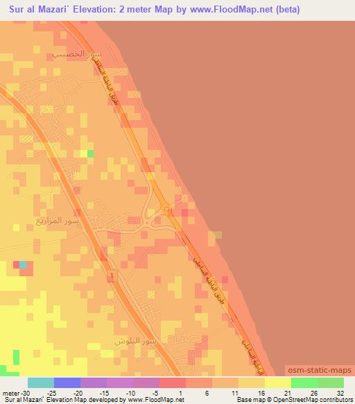 Sur al Mazari`,Oman Elevation Map