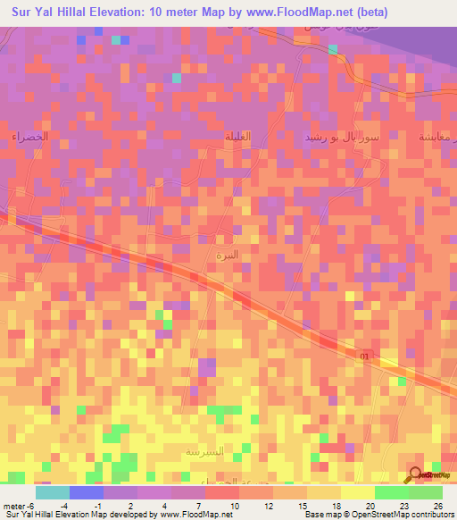 Sur Yal Hillal,Oman Elevation Map