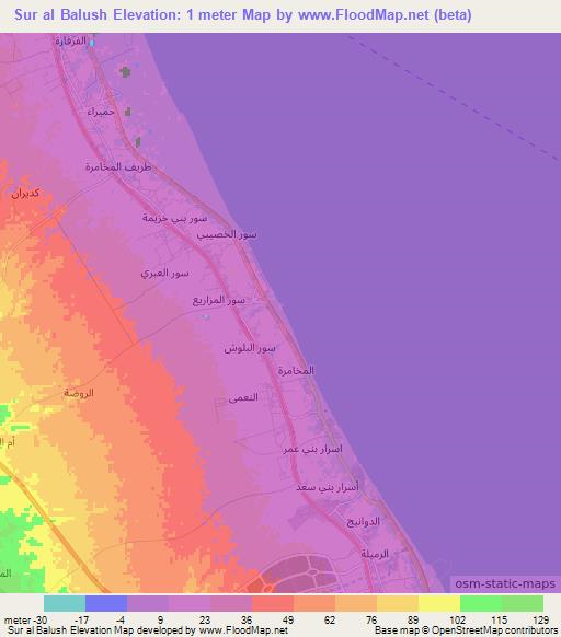 Sur al Balush,Oman Elevation Map