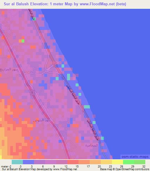 Sur al Balush,Oman Elevation Map