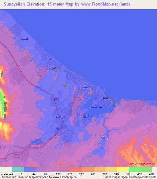 Sunaysilah,Oman Elevation Map