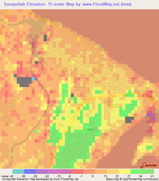 Sunaysilah,Oman Elevation Map