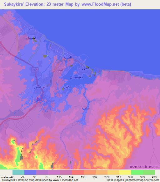 Sukaykira',Oman Elevation Map