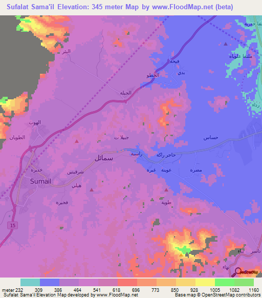 Sufalat Sama'il,Oman Elevation Map