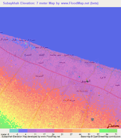 Subaykhah,Oman Elevation Map