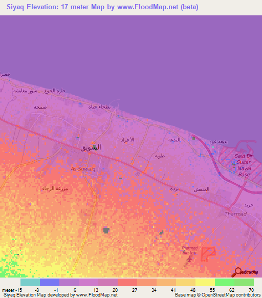 Siyaq,Oman Elevation Map