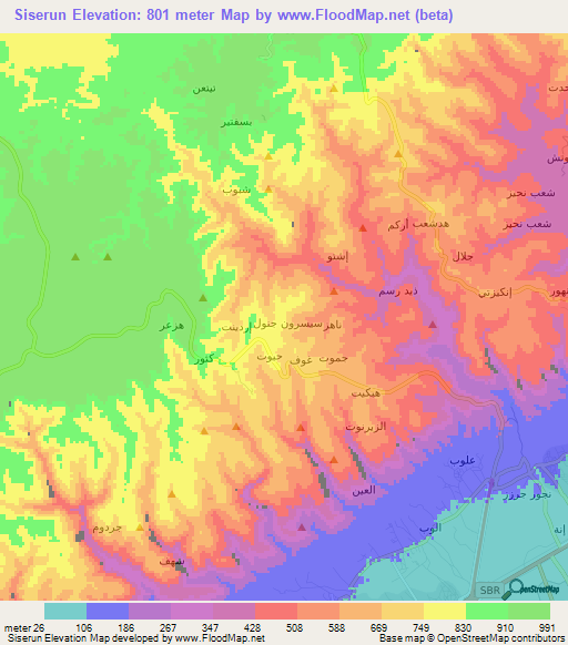 Siserun,Oman Elevation Map