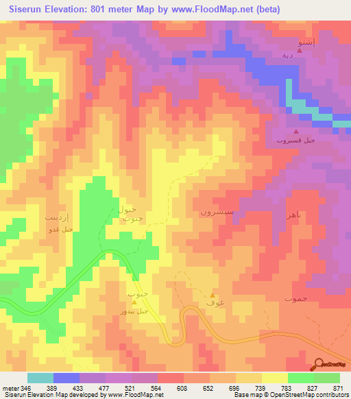 Siserun,Oman Elevation Map