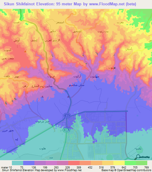 Sikun Shikfainot,Oman Elevation Map