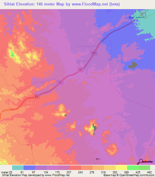 Sihlat,Oman Elevation Map