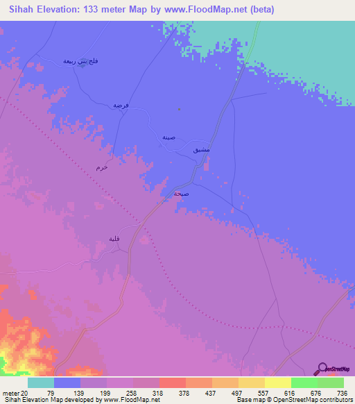 Sihah,Oman Elevation Map