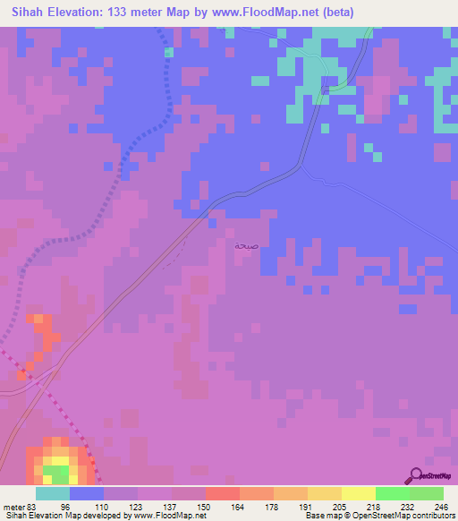 Sihah,Oman Elevation Map