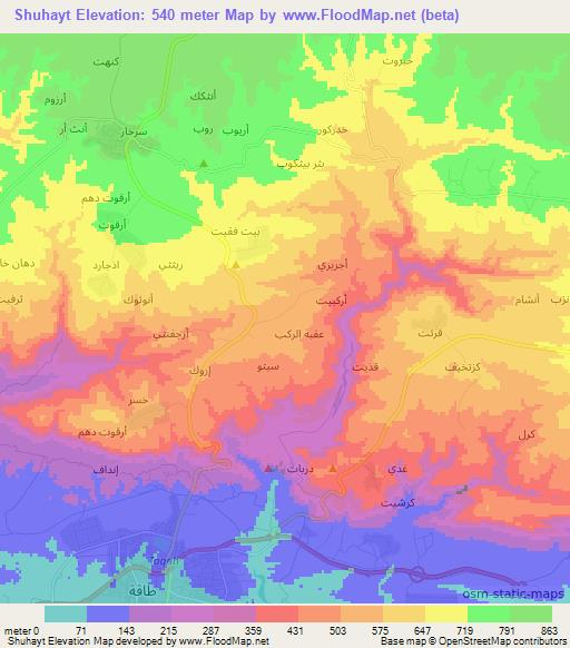 Shuhayt,Oman Elevation Map