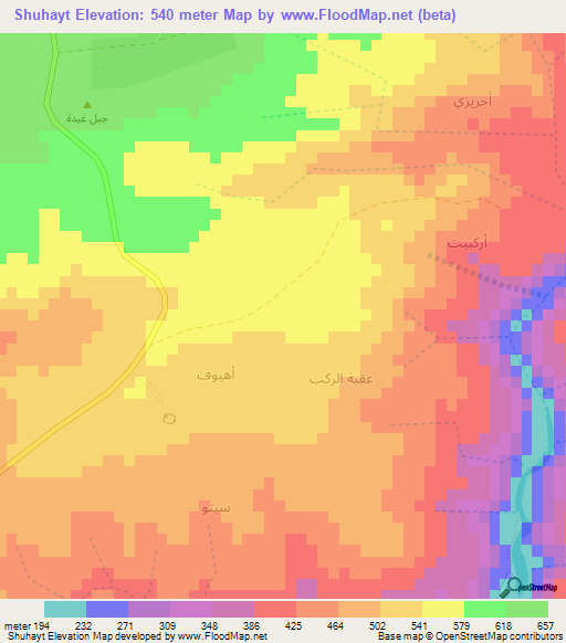 Shuhayt,Oman Elevation Map