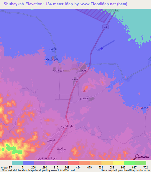 Shubaykah,Oman Elevation Map