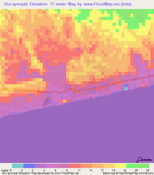 Shu`aymiyah,Oman Elevation Map