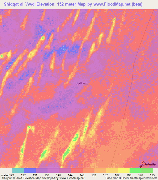 Shiqqat al `Awd,Oman Elevation Map