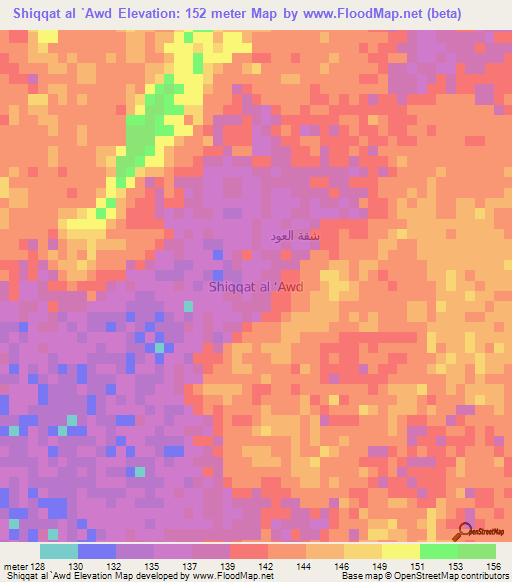 Shiqqat al `Awd,Oman Elevation Map