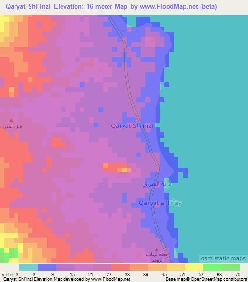 Qaryat Shi`inzi,Oman Elevation Map