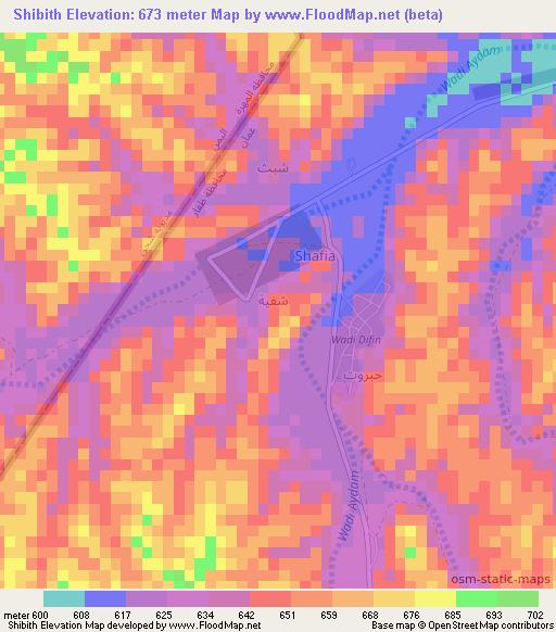 Shibith,Oman Elevation Map