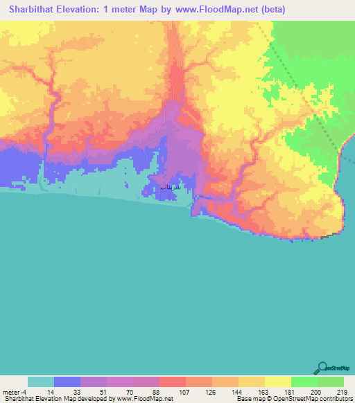 Sharbithat,Oman Elevation Map