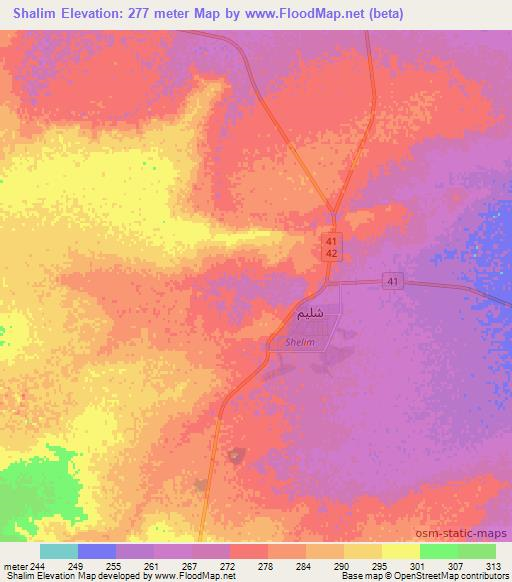 Shalim,Oman Elevation Map