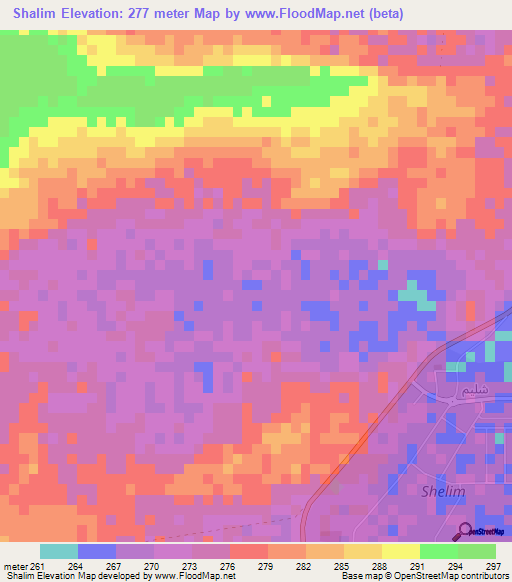 Shalim,Oman Elevation Map