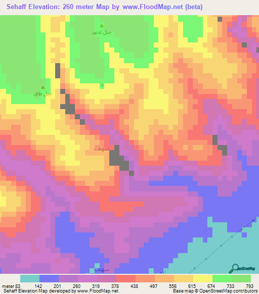 Sehaff,Oman Elevation Map