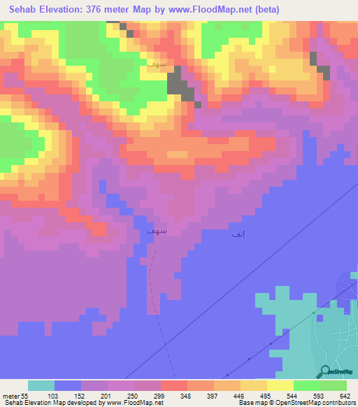 Sehab,Oman Elevation Map