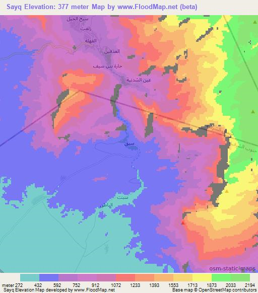 Sayq,Oman Elevation Map