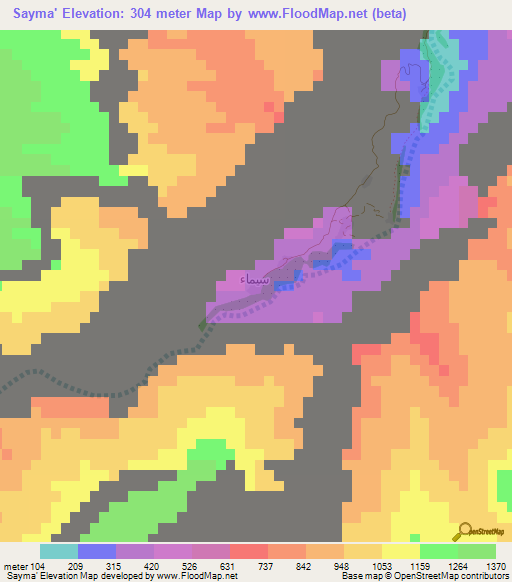 Sayma',Oman Elevation Map