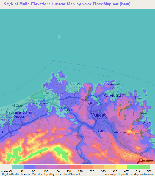 Sayh al Malih,Oman Elevation Map