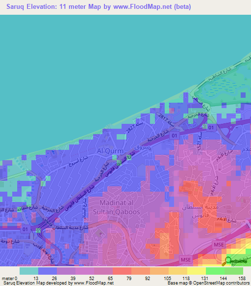 Saruq,Oman Elevation Map