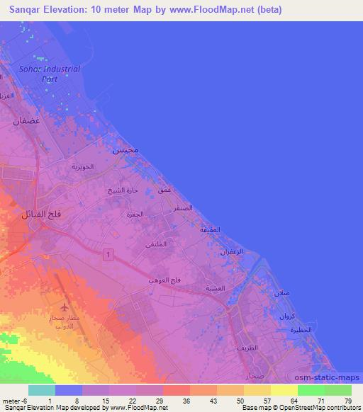 Sanqar,Oman Elevation Map