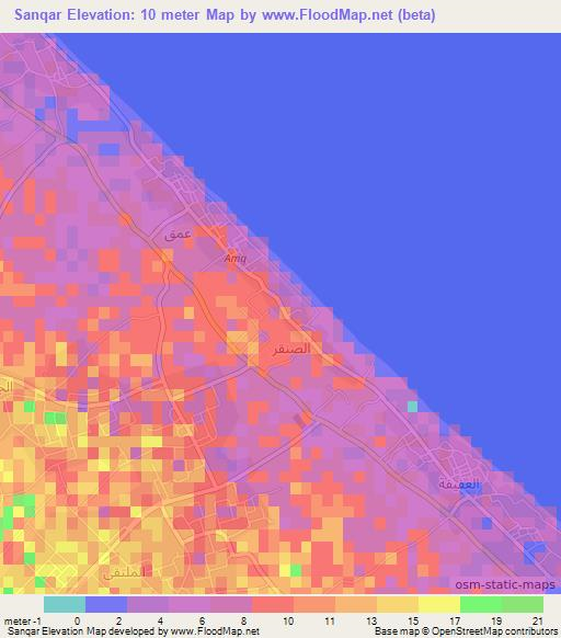 Sanqar,Oman Elevation Map