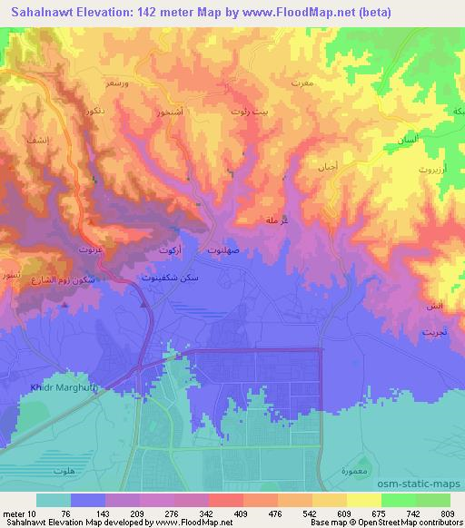 Sahalnawt,Oman Elevation Map