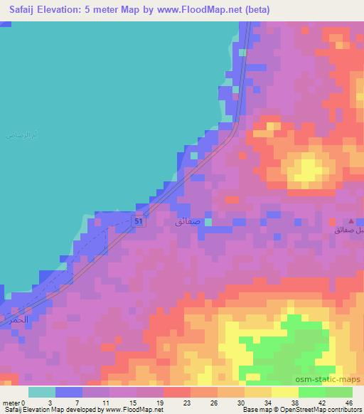 Safaij,Oman Elevation Map