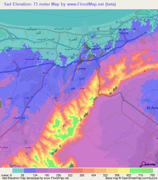 Sad,Oman Elevation Map