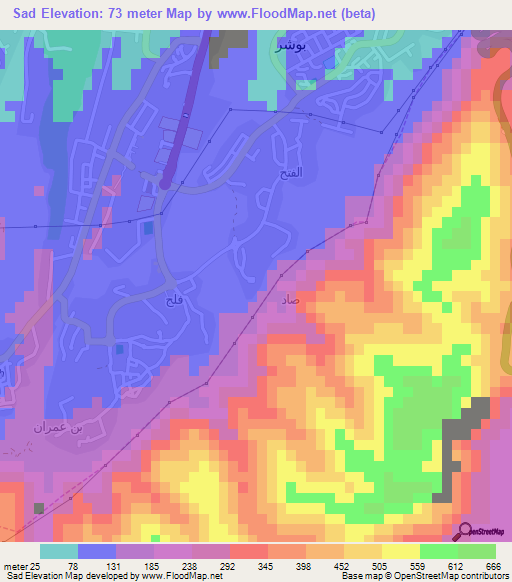 Sad,Oman Elevation Map