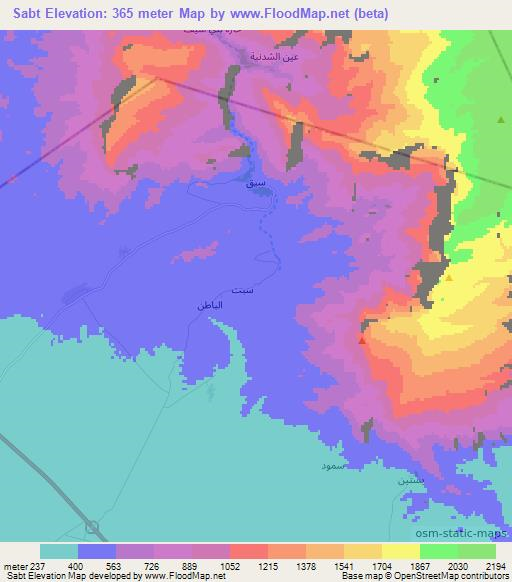 Sabt,Oman Elevation Map