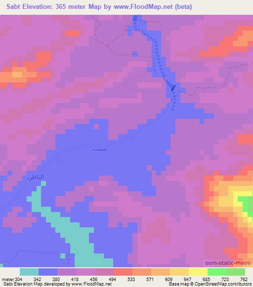 Sabt,Oman Elevation Map