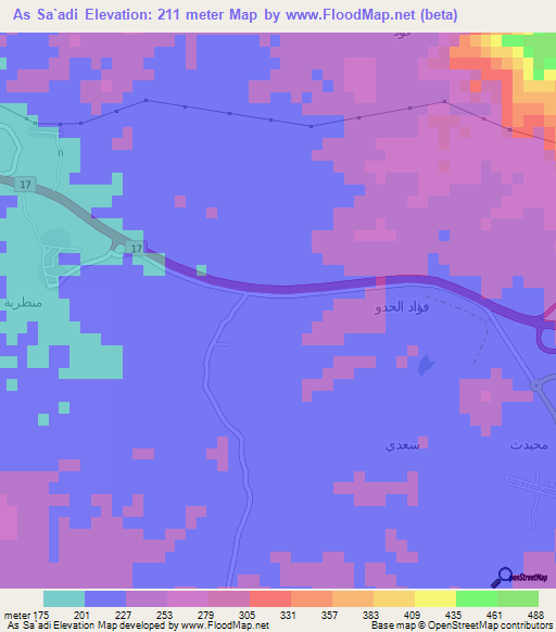 As Sa`adi,Oman Elevation Map