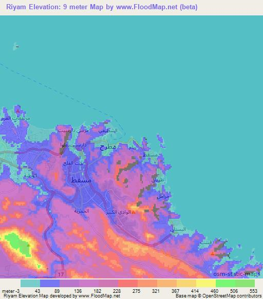 Riyam,Oman Elevation Map