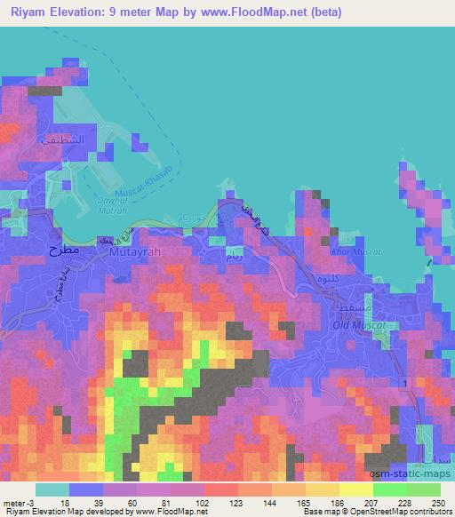 Riyam,Oman Elevation Map